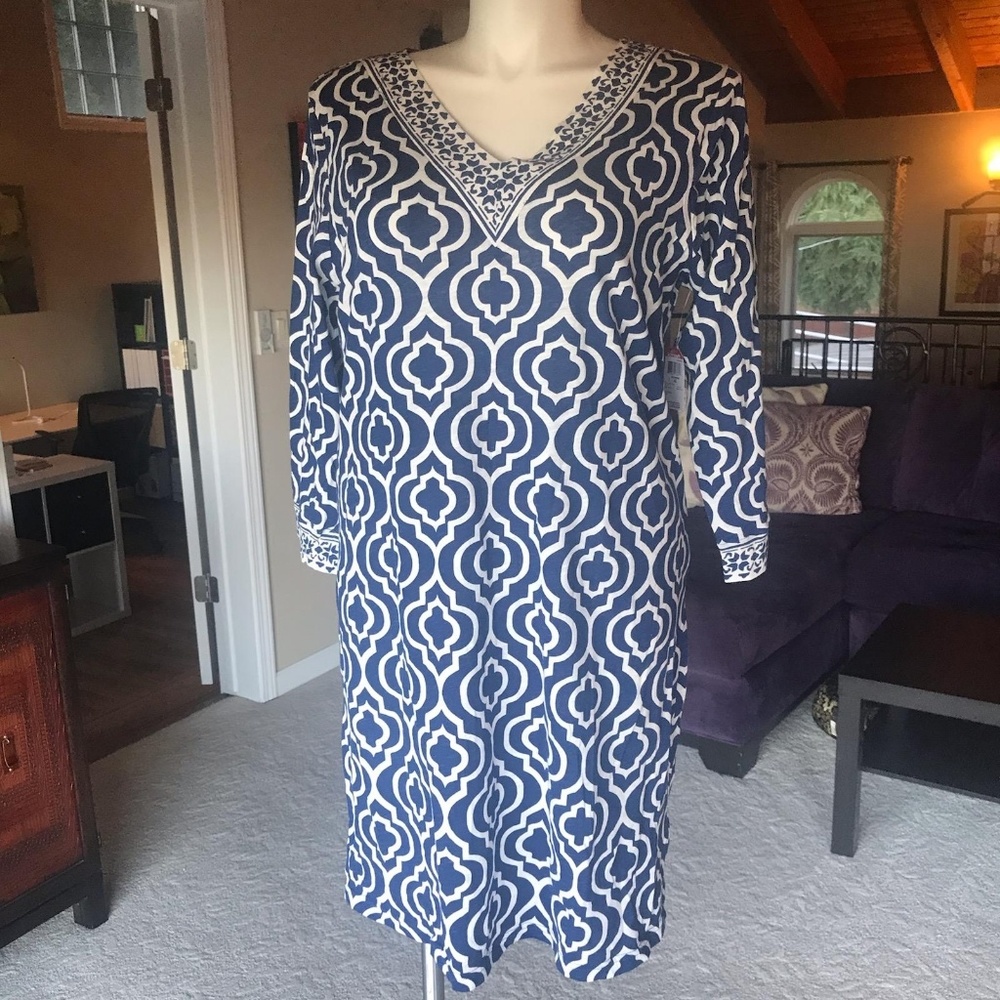 Moroccan Tile Print Dress. Size XL NWT